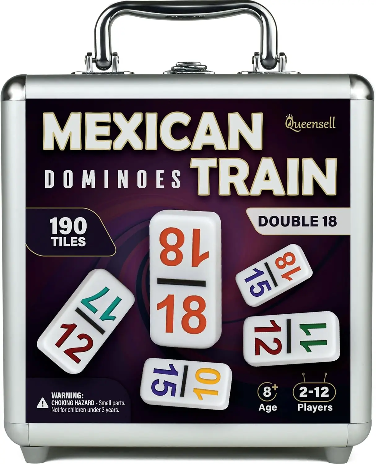 

Mexican Train Dominoes Set with Numbers - Double 18 Dominos Set for Adults and Kids - Mexican Dominoes Train Game Nigh