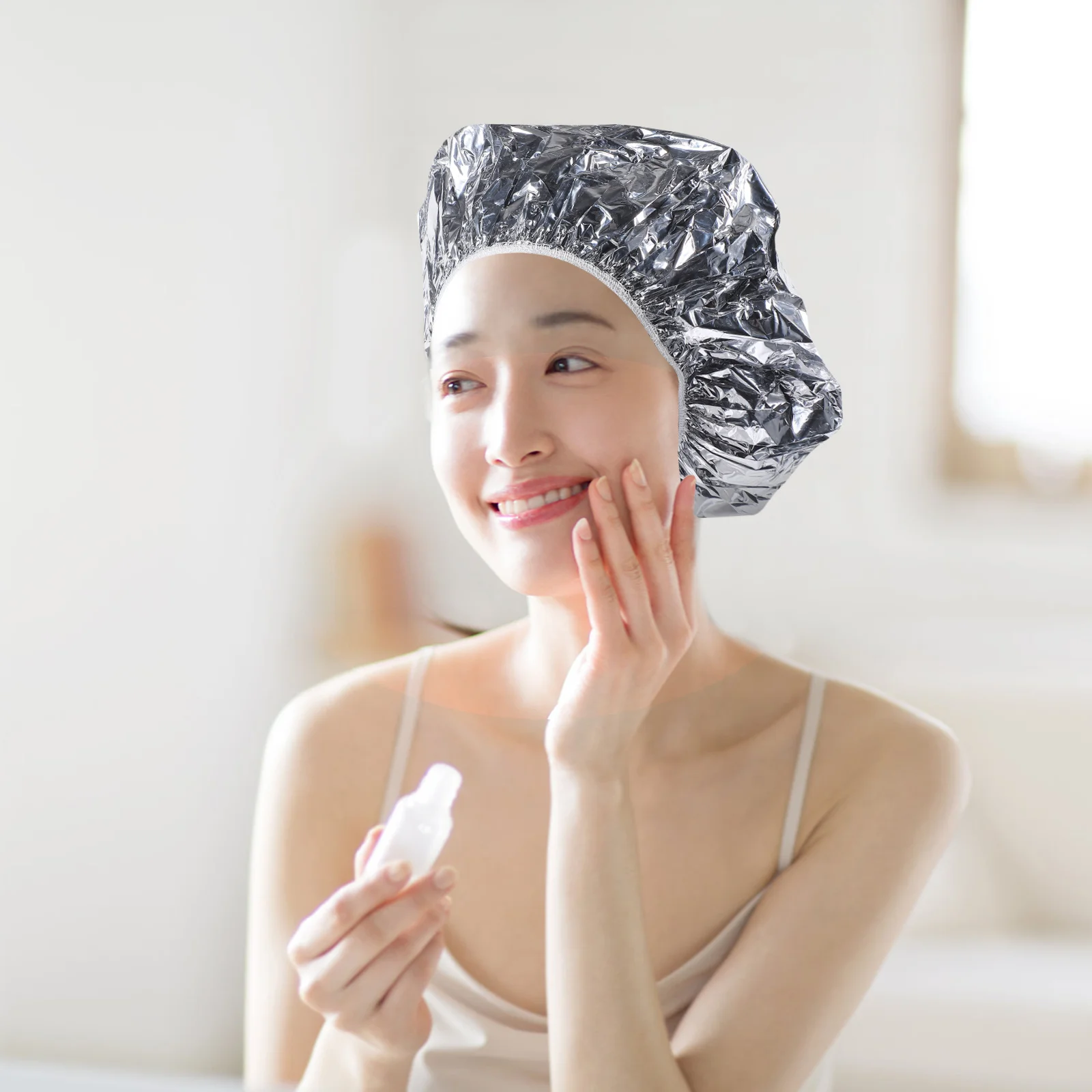 6pcs Heat Insulation Cap Aluminum Foil Hairdressing Cap For Women Dustproof Shower Salon Use Golden Silver Each