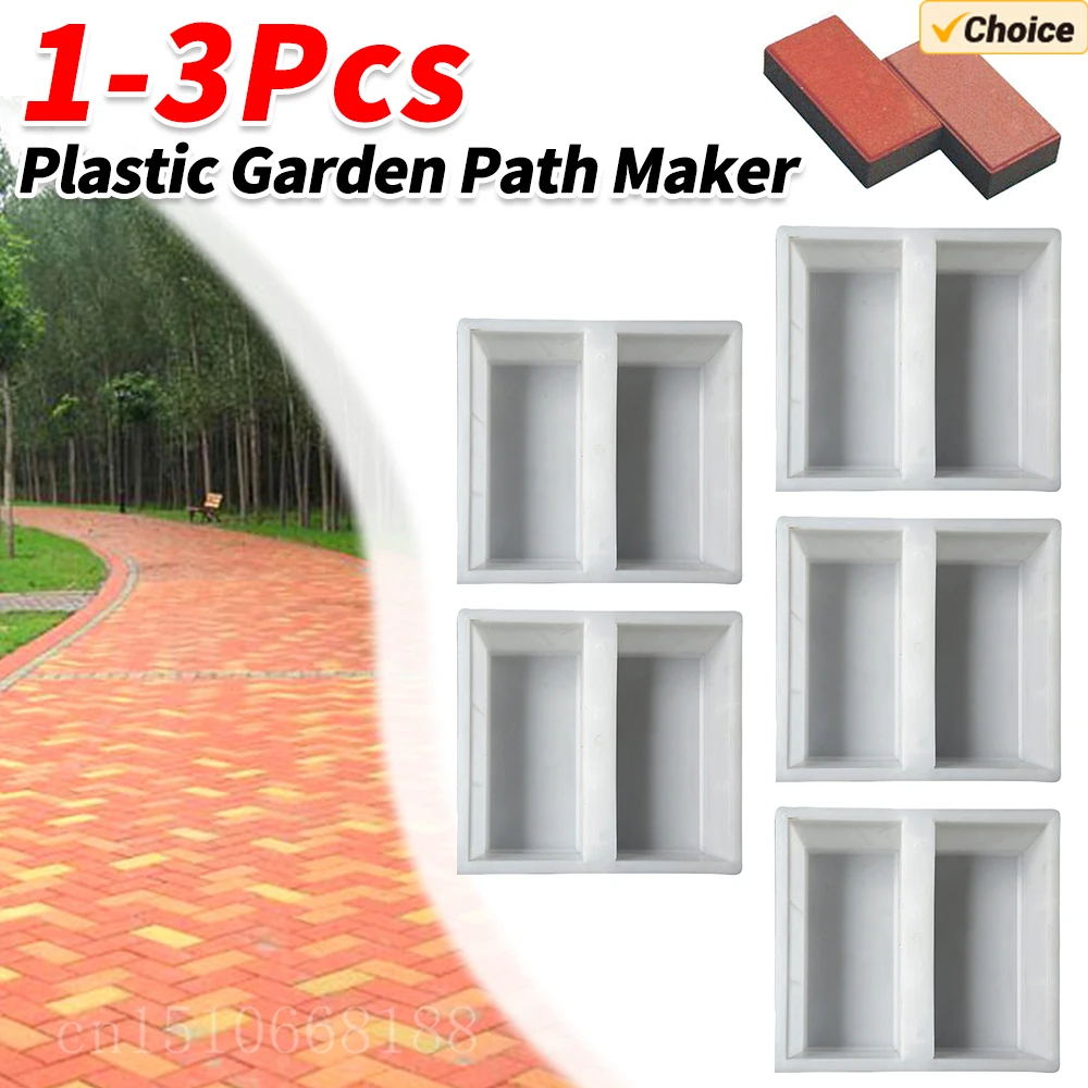 1-3PCS Plastica Giardino Path Maker Home Path Pavimentazione Stampo in cemento Strada Stampo per pavimentazione in cemento Stampo per mattoni riutilizzabile