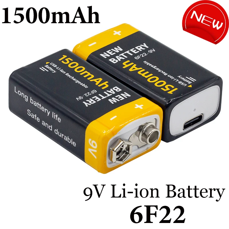 New 9V 1500mAh Rechargeable Li-ion Battery Micro USB Battery 6 F22 Battery for Multimeter Microphone Toy Remote Control