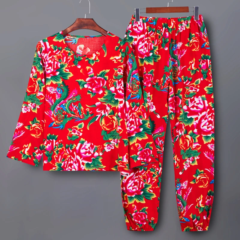 Mens 2 Piece Set Tracksuits Northeast Big Flower Long Sleeve Tshirt Trouser Sportwear Casual Oversized MenClothing TrackSuit Set