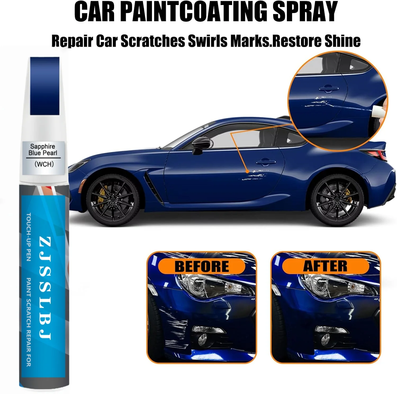 Car Touch Up Paint(Sapphire Blue Pearl(WCH)) for SUBARU, Car Paint Scratch Repair Kit, Quick & Easy Solution to Repair, 2 in 1 S
