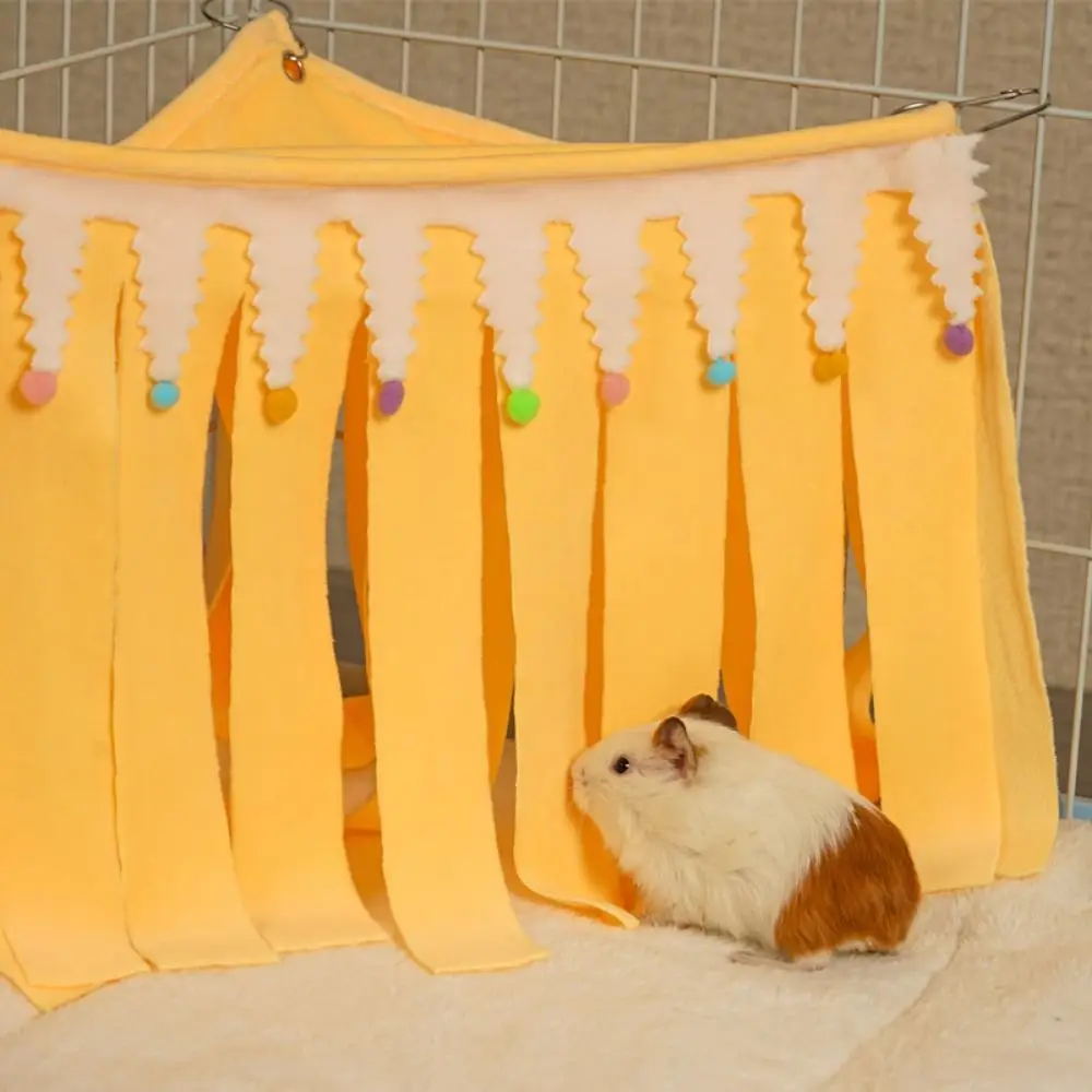 Practical Triangle Tassel Strip Pet Tent Soft Comfortable Hamster Tent Nest with Hook Shading Hamster Corner Nest for Pet Cage