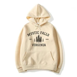 Mystic Falls Virginia Hoodies Vampire Fan Sweater Salvatore Brothers Hoodie Women Hooded Sweatshirts Casual Streetwear Pullovers