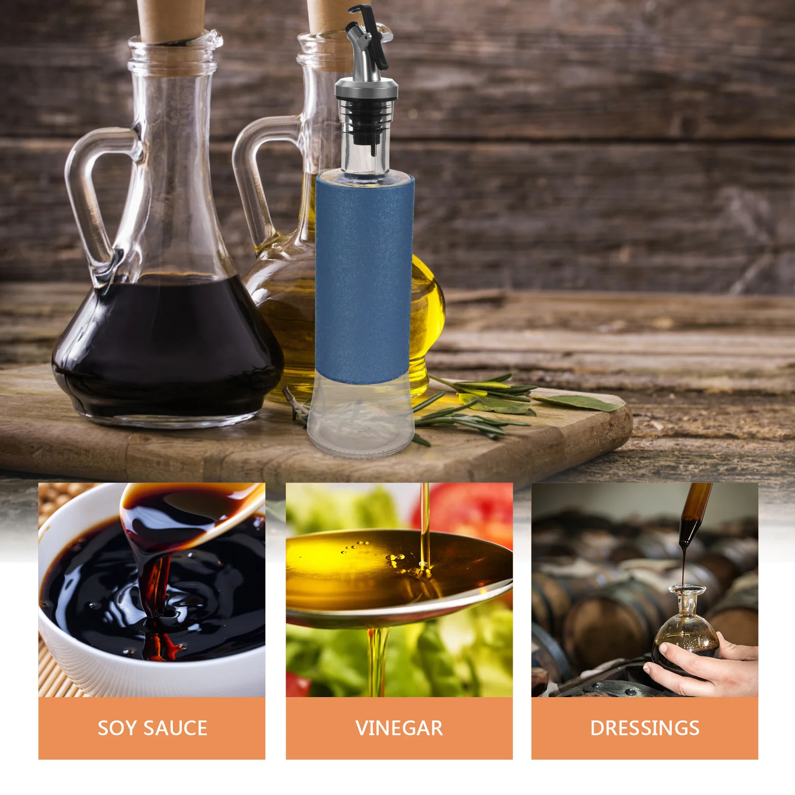 

1 Set Stainless Steel Bottle Multi-Function Dispenser Kitchen Container Anti-Leak Oil Holder With Dustproof Lid Oil