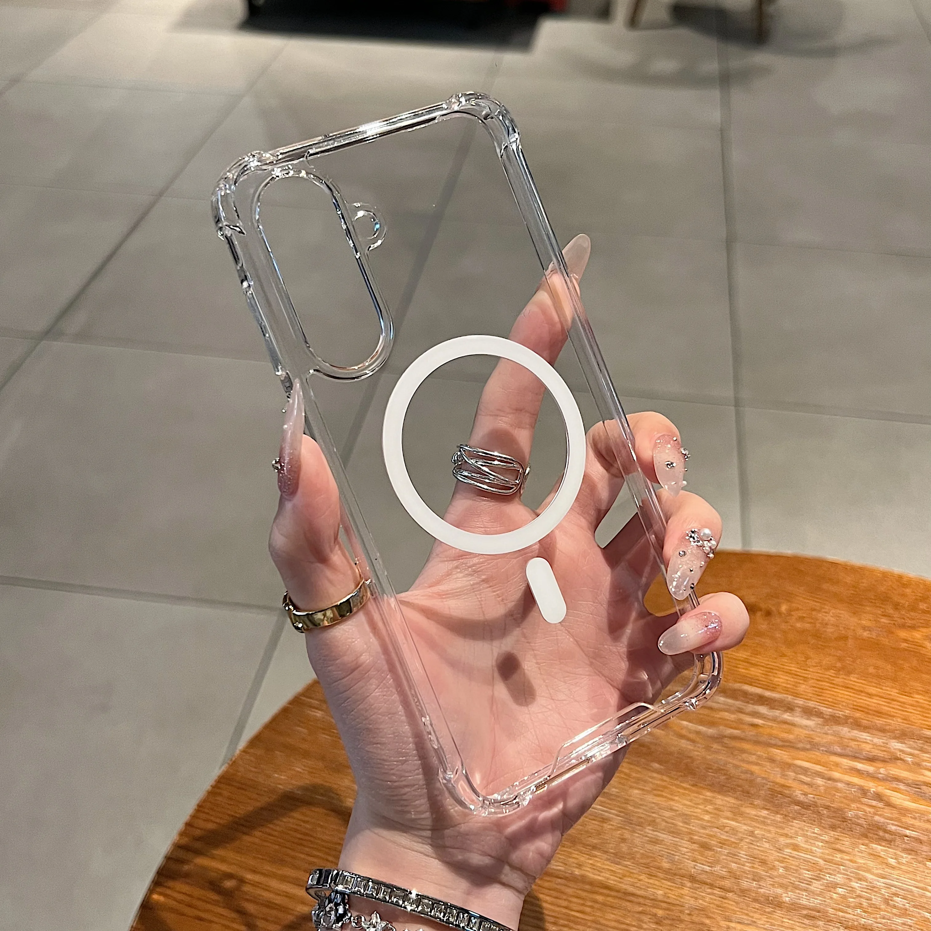 Transparent Luxury Phone Case For Samsung Galaxy S26 S25 S24 S23 Ultra Plus FE Edge S26+ S25+ S24+ Shockproof Magnetic Cover