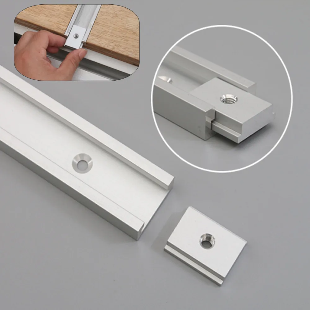 40/50cm Woodworking Chute Rail or 5pcs M6/M8 T Slot Nut, Aluminium Alloy T Slider Fixture Slot Slide Limit Guide for Table Saw