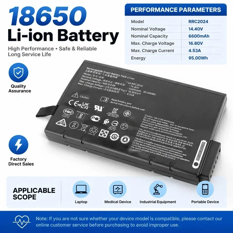 Replacement Battery RRC2024 for MAQUET SERVO AIR Respirator Factory Direct Sales High Capacity Long Lasting Power Supply
