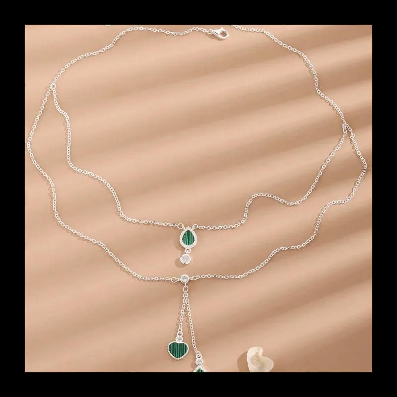 

AliExpress новое персонализированное серебряное ожерелье S925, простая кисточка, ожерелье в форме капли воды в форме сердца, женский нишевый дизайн