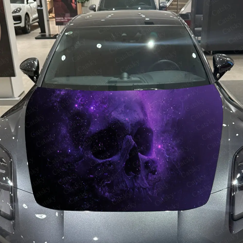 

Car Decal Visually Dramatic Dark Gothic Decal Featuring Purple Skulls and Cosmic Stars Car Hood Sticker, Waterproof Self - Adhes