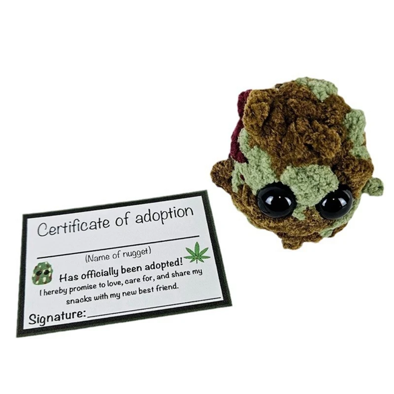 2 PCS Adopt A Weed Plushie, Smoke Bowl And Weed T Plushie, Little Weed Plushie, As Shown 2Inch Plush Toy With Certificate