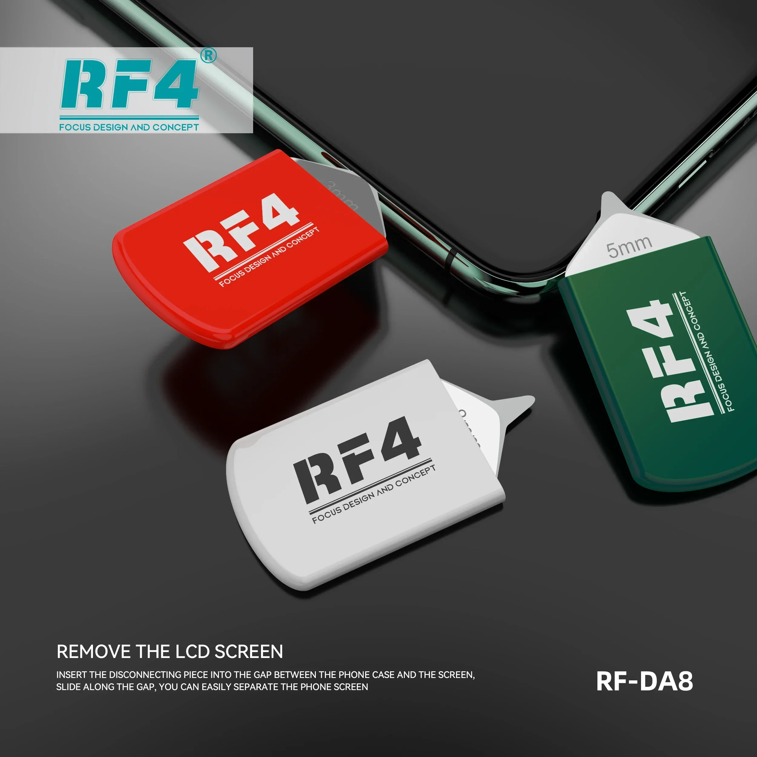 

RF4 RF-DA8 3/5/8 мм 3 шт. ультратонкие наборы для открытия карт из нержавеющей стали, набор для разборки задней крышки экрана мобильного телефона