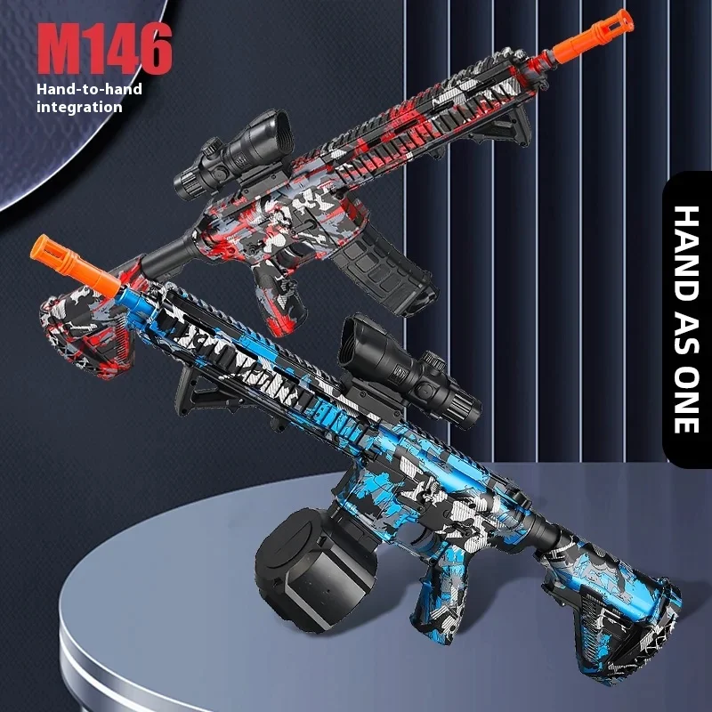 M416 Toy Gun 7.4V High-speed Burst Gel Ball With Orange Plug And Double Magazine For Outdoor Interactive Parent-child Games.