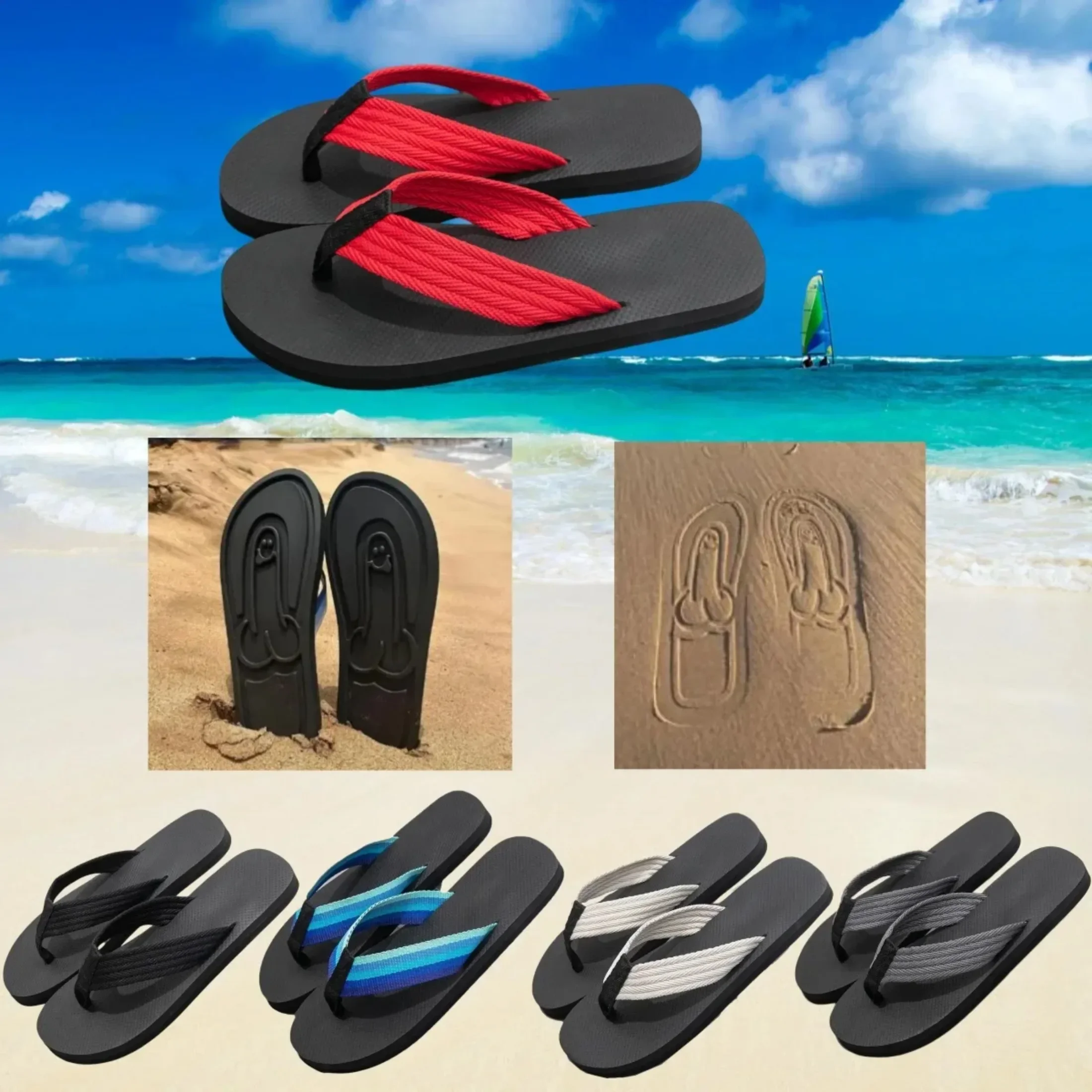 Hidden Penis Flops Spread Flip Flops Parody Penis Slippers Beach Flip Flops Summer Comfort Non Slip Sandal Quick-Dry