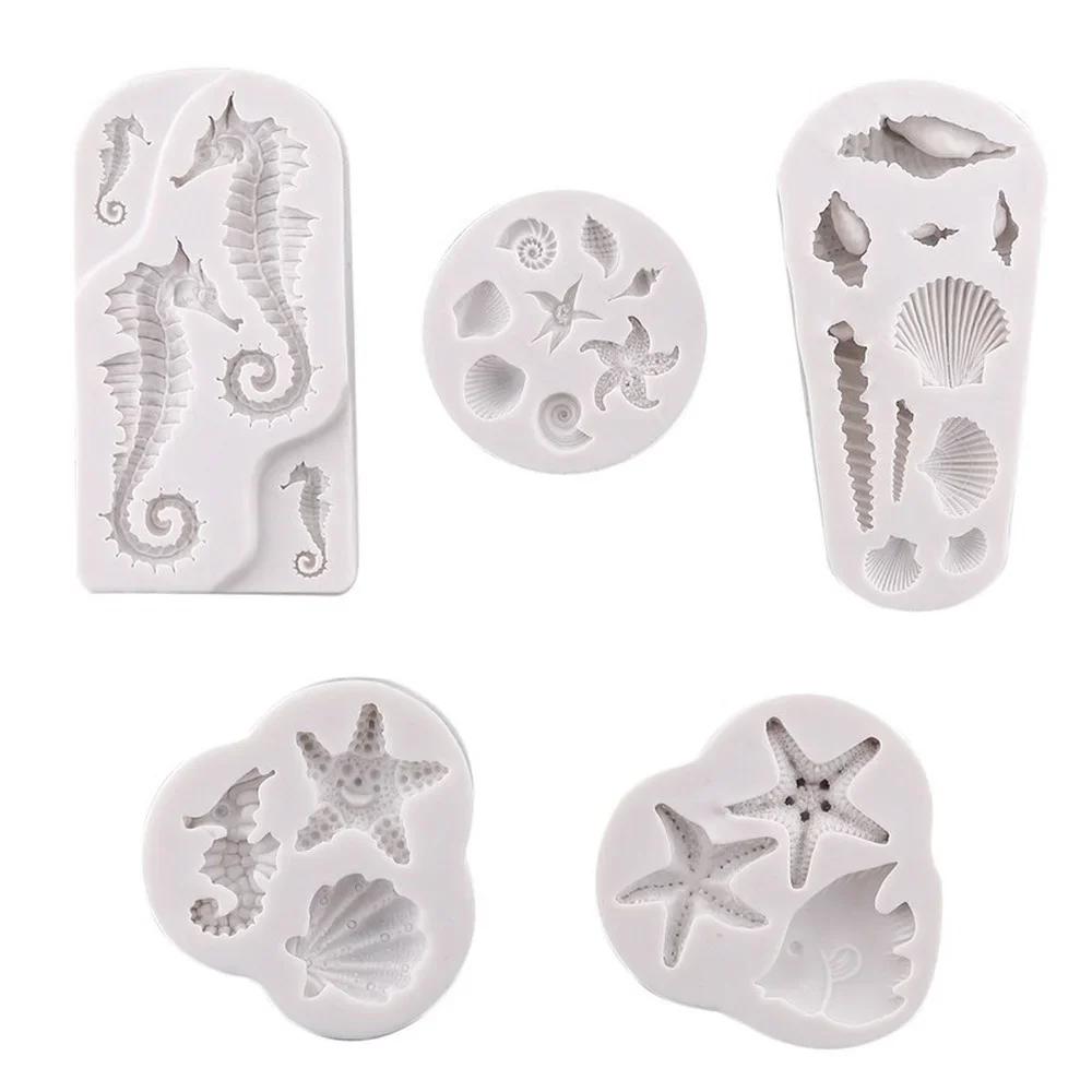 Cake Tool Seahorse Mould Silicone Mold Cake Fondant Decorating Shell Conch Starfish Chocolate Moulds DIY Kitchen Baking Bakeware