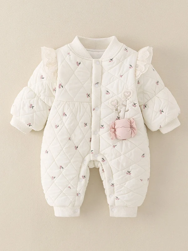 Princ Sle Completo invernale per neonata Tutina in cotone sottile Adorabile abbigliamento caldo da esterno Taglia 3 mesi