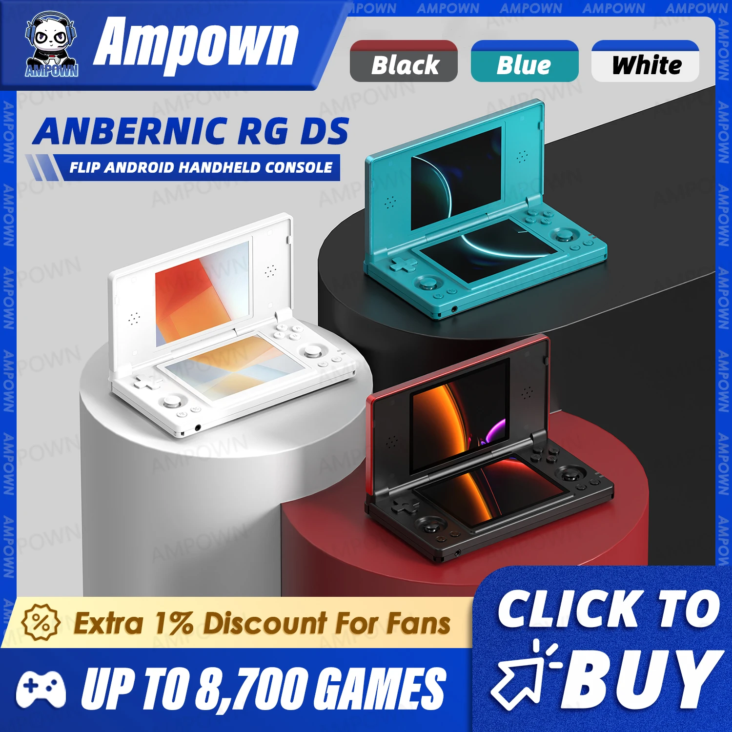 Console de jeu portable RG DS, double écran tactile IPS de 4 pouces, processeur RK3568, interrupteur magnétique à effet Hall Android14, lecteur vidéo Fliptop