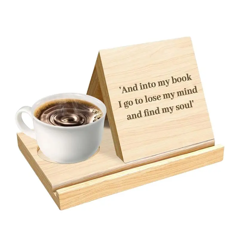 DIY Wooden Book Rest Triangle Bookshelf Holder Book Rest With Drink Glasses Holder Christmas Gift for Her Women Book Lover