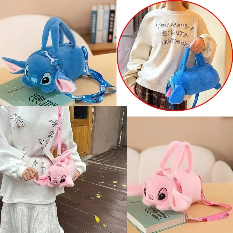 

Disney Stitch Functional Crossbody Bucket Bag Anime Character Handbag Girls' Short Shoulder Strap Large Capacity Shoulder Bag