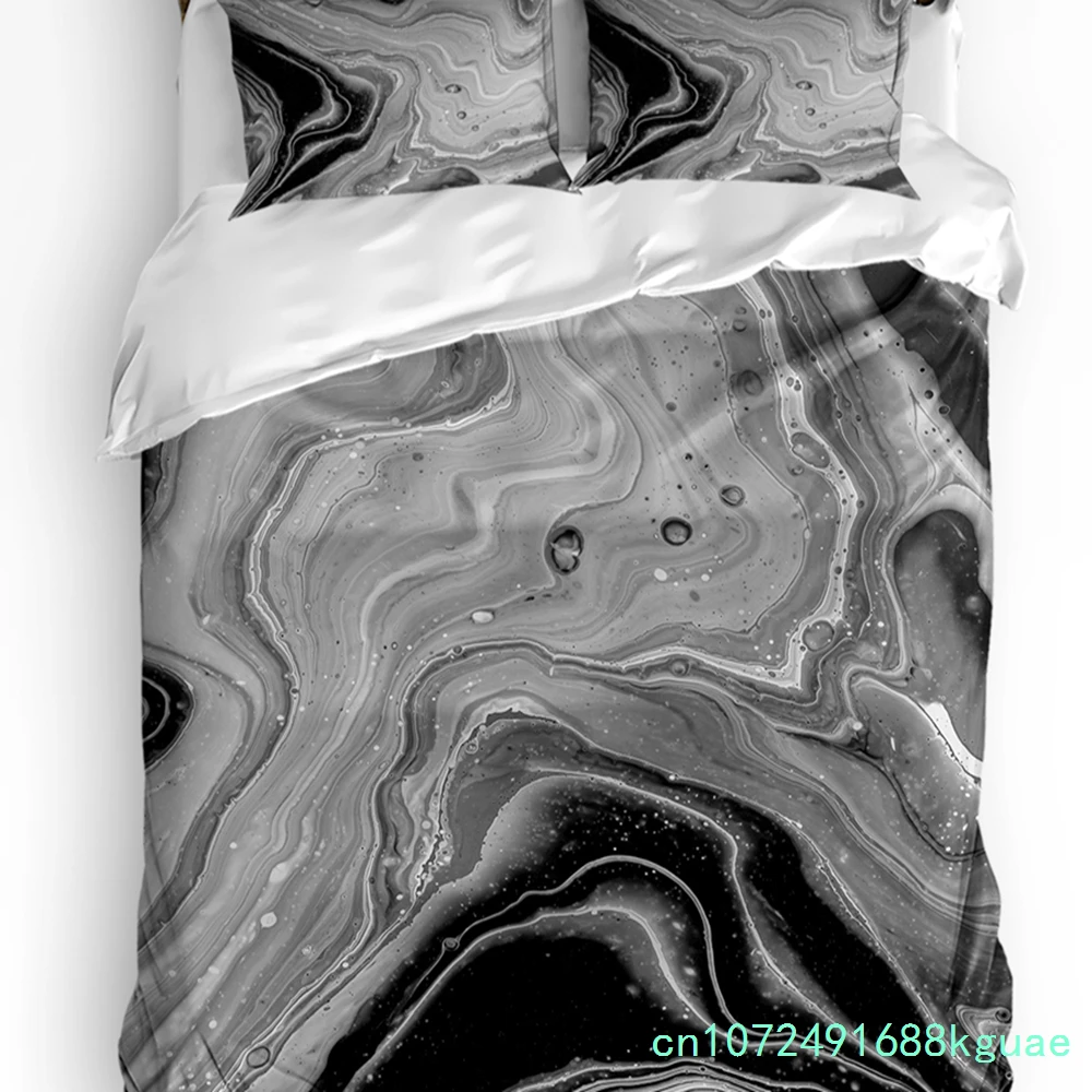 Fluid Art Black White Duvet Cover With Pillow Case Custom 3pcs Bedding Set Quilt Cover Double Bed Home Textile