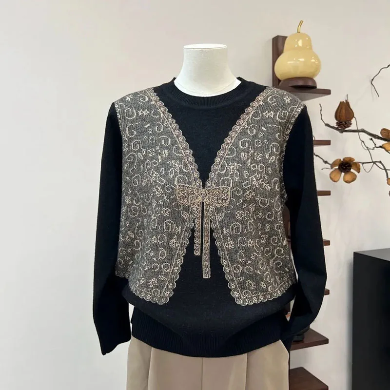 Fall Winter New Ladies' Sweater Sweater Round Neck Pullover Loose Joker Long Sleeve Bottoming Warm Pullover Pullover Sweater
