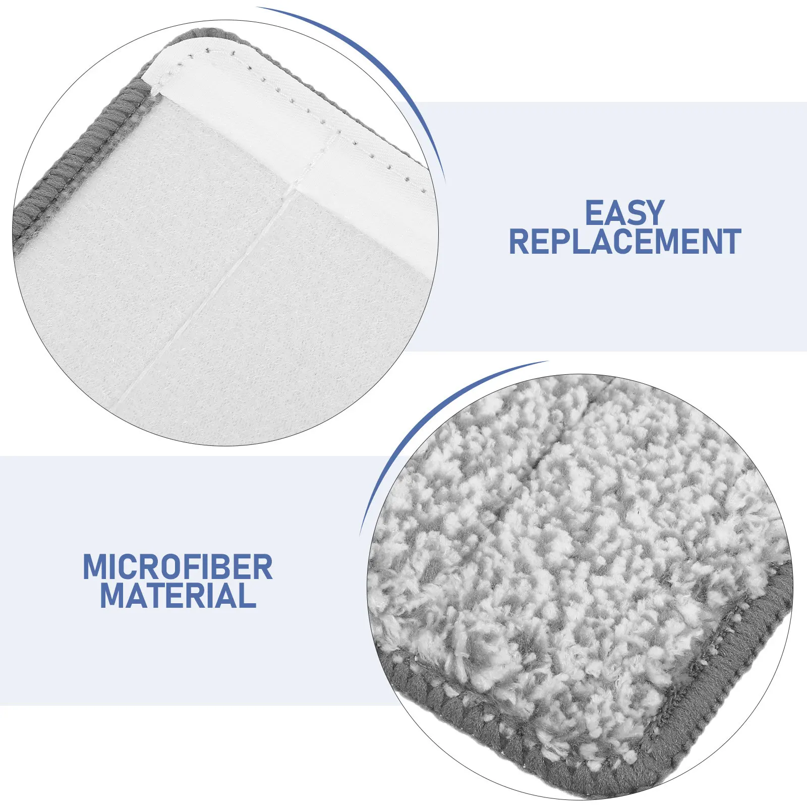 6Pcs Washable Reusable Flat Mop Replacement Pads 36x11cm Self-Adhesive Microfiber Cloths for Hardwood Tile Laminate Floor