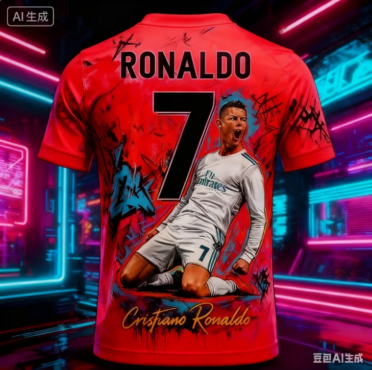 أزياء الخريف رونالدو 7 # AI 3D مطبوعة فريق كرة القدم جديد قصير الأكمام الرجال الرياضة عارضة الأولاد والنساء القمصان #1