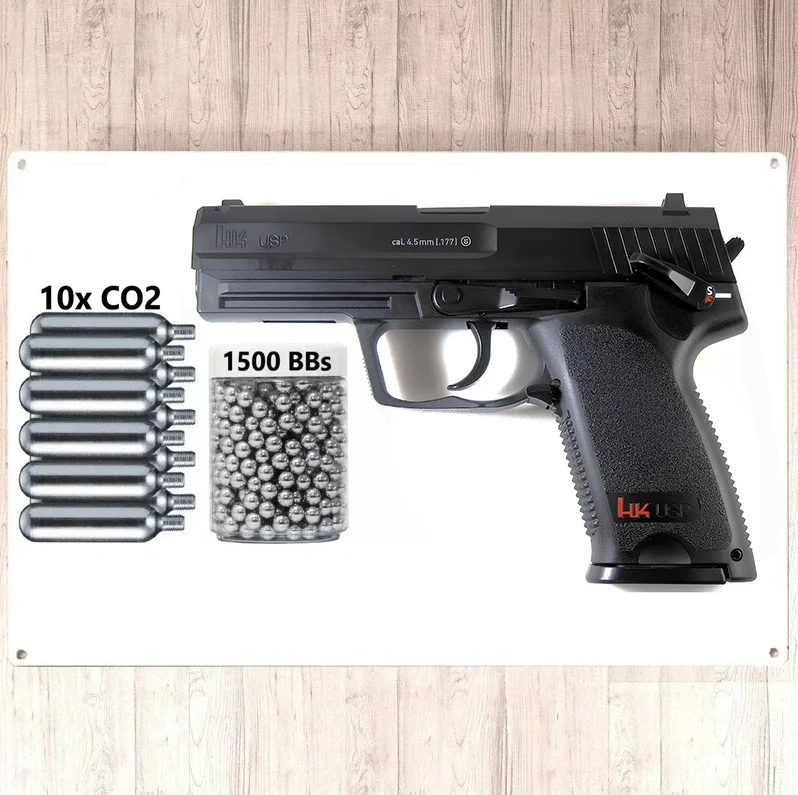Decorative iron sign 20x30cmUSP Semi-automatic Pistol - Full-Auto Blowback .177 Co2 BB Air Pistol Wall Decor- 310 Fps Accesso
