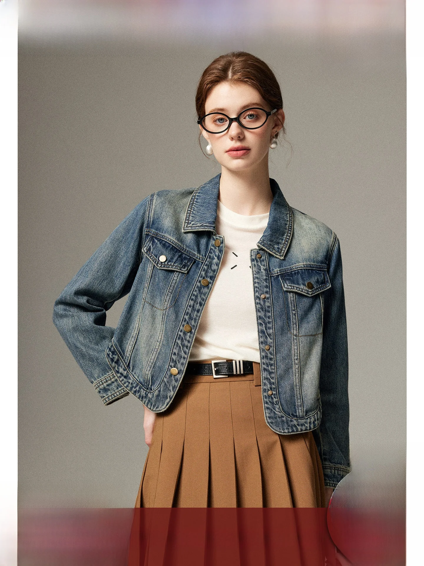 

Women's ort Denim Jaet Korean Sle Waed out Vintage Spring Autumn New Faion Small Size Commute Cotton Coat