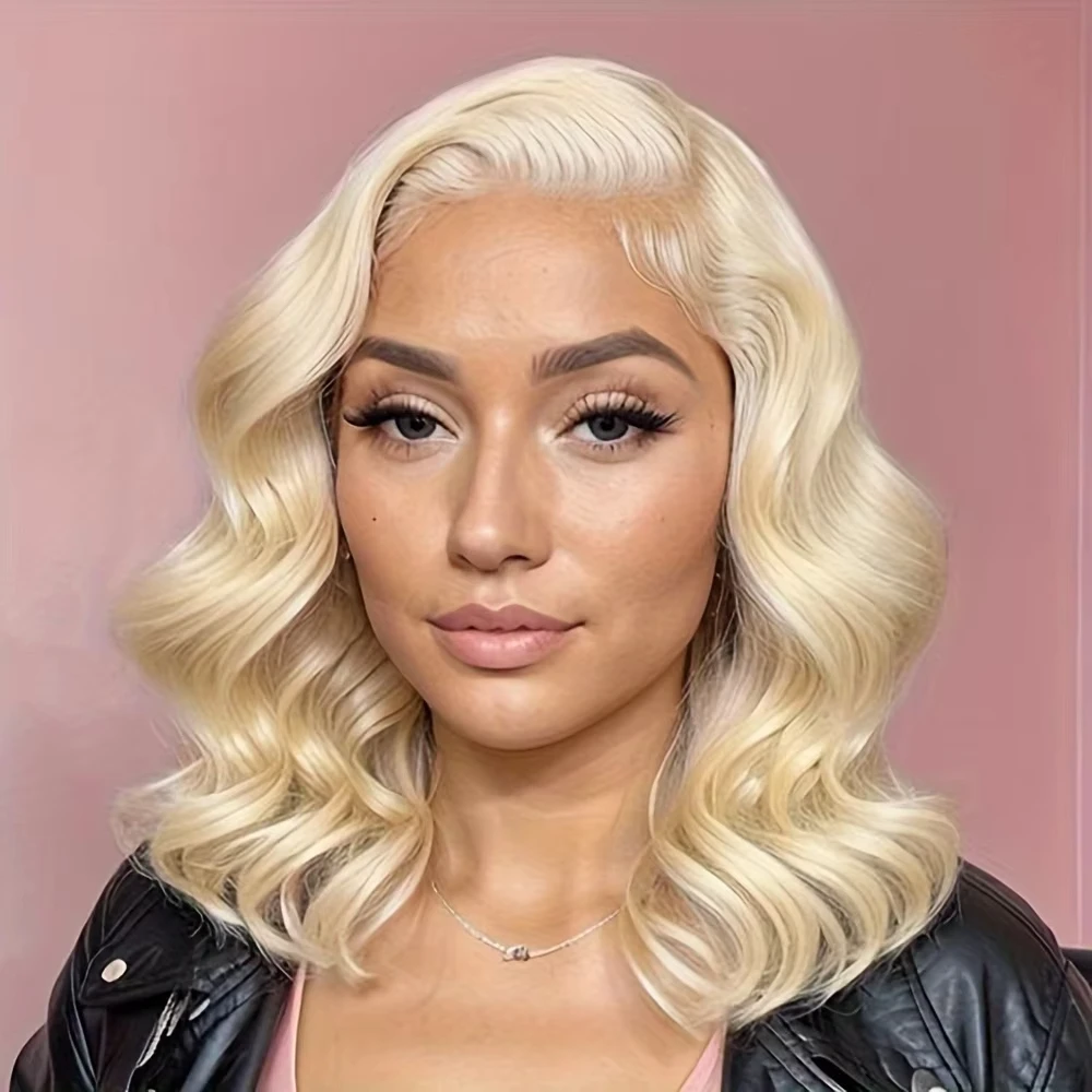 Blonde Loose Wave Bob Wigs Human Hair Left Side Part 5x5 Lace Closure Wigs 613 Colored Body Wave Short Bob Wig For women