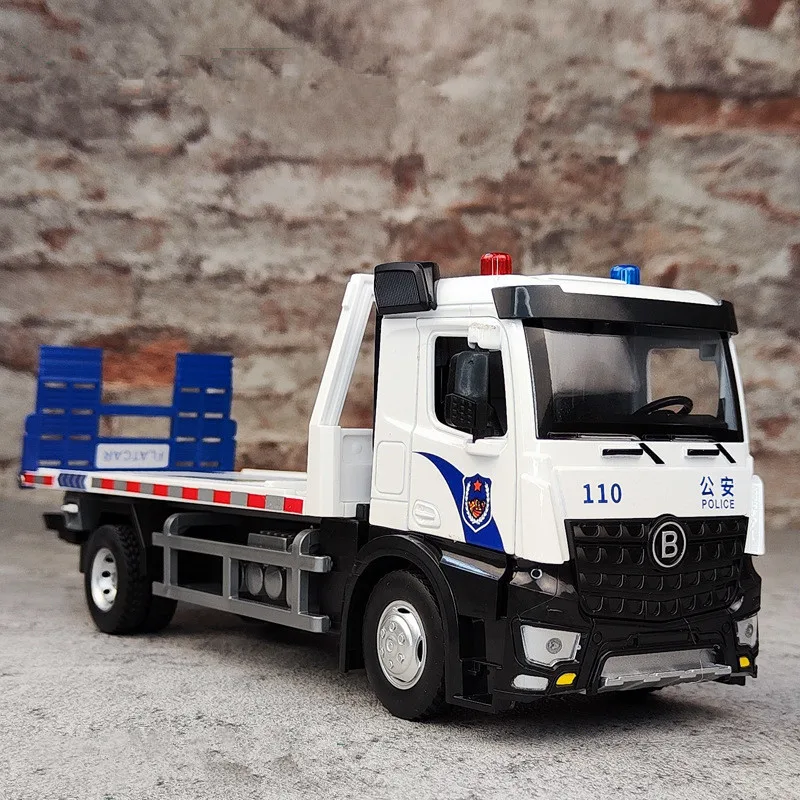 1: 24 alloy flatbed rescue car model,road clearing car toy,simulated sound and light engineering vehicle,wholesale