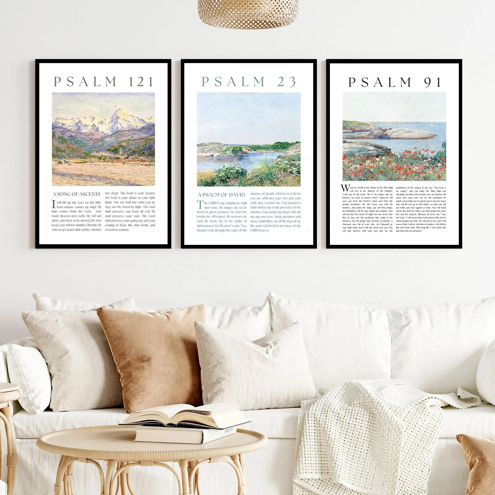 Псалом 23 91 121, Настенная картина из Библии, постер с изображением макового поля, импрессионизма, печать на холсте, Картина на холсте, христианский Декор для дома