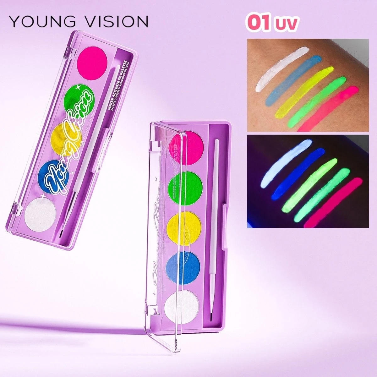 Water Soluble Face Paint UV Fluorescent Colorful Palette Specially Designed for Stage Makeup Easy to Clean and Hassle Free