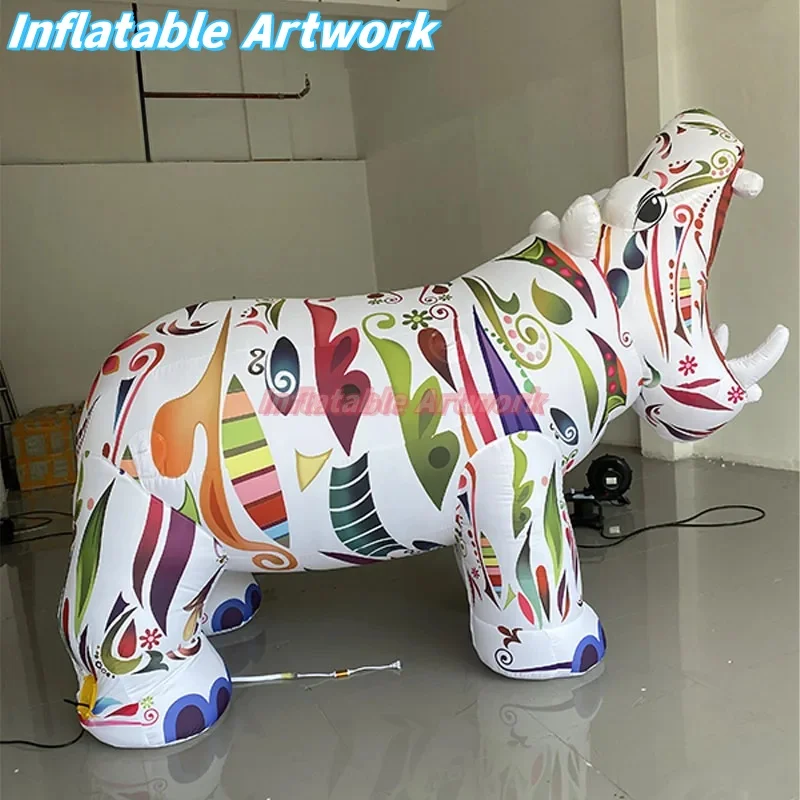 Customized Colorful Giant Inflatable Open-Mouthed Hippopotamus for Blow up Decorations Toys