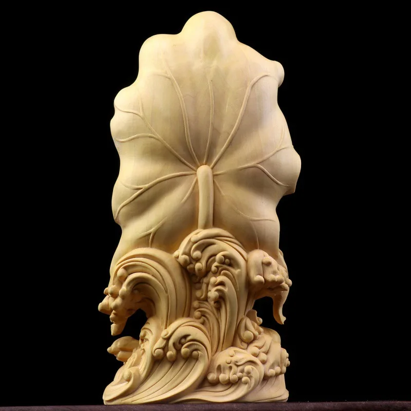 Hand Carved Wooden Sitting Avalokiteshvara Guan Yin Bodhisattva Statue - Figurine Ornament Lotus Base Home Altar Temple Decor view 4