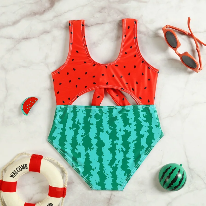 Kids' Swimsuit Beach Cute Girl One-Piece Cartoon Bow Bikini For Baby 1-5Y Bathing Suit