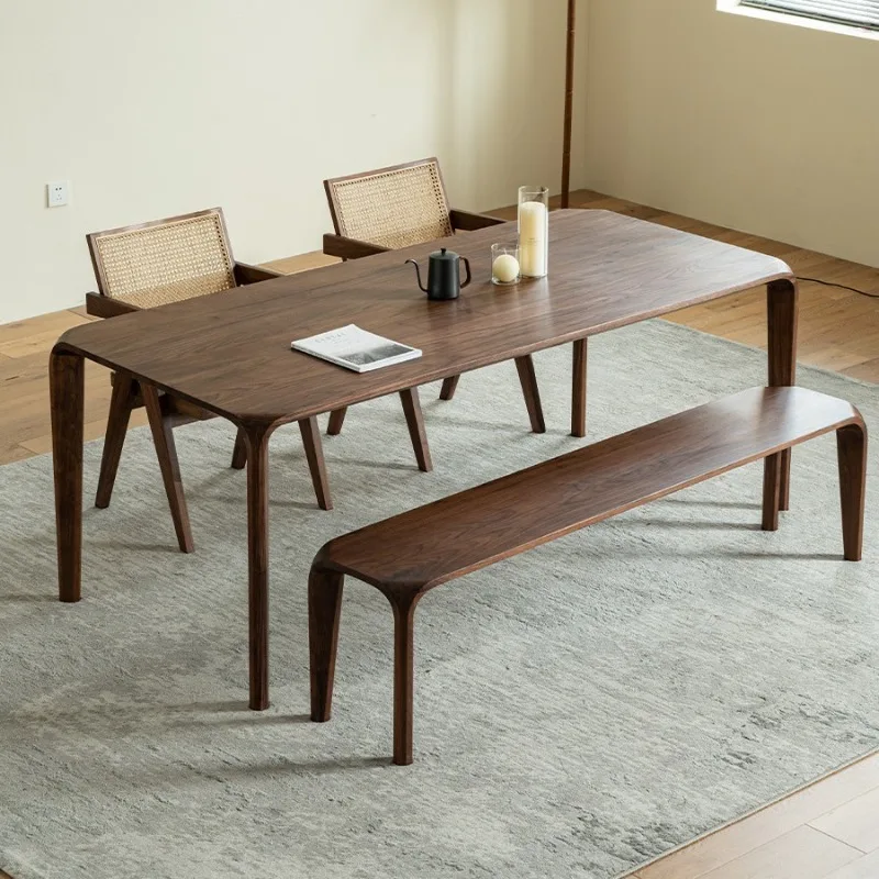 Nordic black walnut dining table tenon and mortise structure dining table large board table cherry wood
