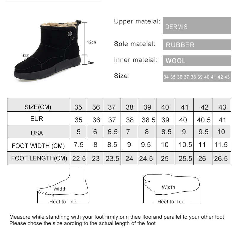 DIMANYU Women's Winter Boots Anti slip 2024 New Genuine Leather Women's Snow Boots Warm Wool Women's Ankle Boots