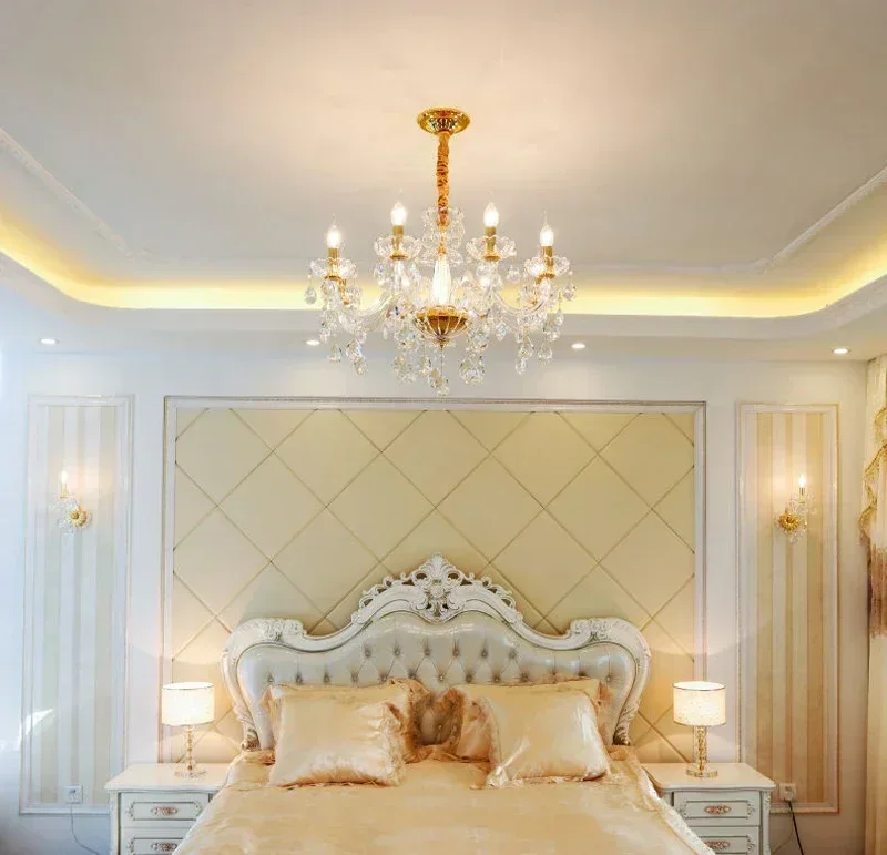 Classic Candlestick Style Crystal Chandelier, Hanging Lighting Fixture for Home Dining Room Bedroom