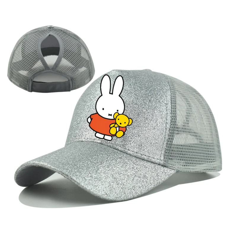 Kawaii Miffys Baseball Cap Girls Women Rabbit Sun Hat Kids Adult Summer Breathable Mesh Sunbonnet Outdoor Sports Headgear Gift