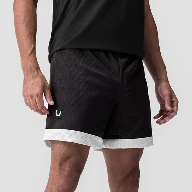 Pantalones cortos informales de verano para hombre, Shorts deportivos de malla de doble cara para correr, gimnasio, baloncesto de secado rápido