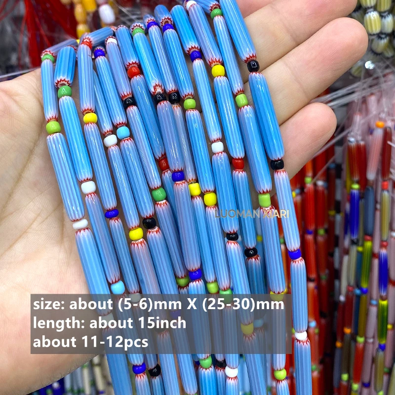8x12mm Oval Lake Blue Red Handmade Colored Lampwork Bead Liuli Spacer Beads for Jewelry Making Diy Bracelet Charms Accessories