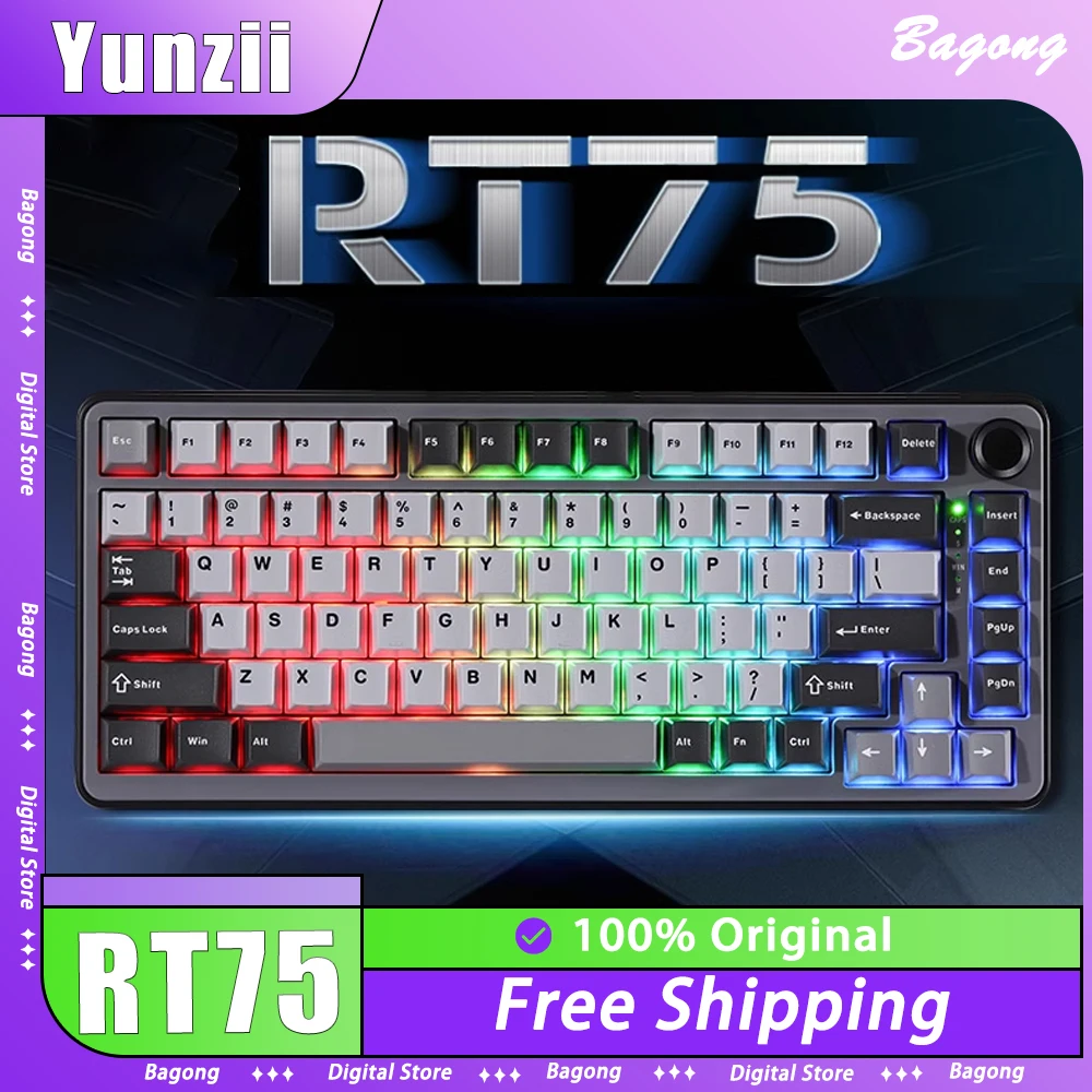 

Yunzii RT75 Wired Magnetic Switch Keyboard 82 Keys Hot-Swap Keyboard Adjustable Key Range Custom Gamer Keyboard Gaming Keyboard