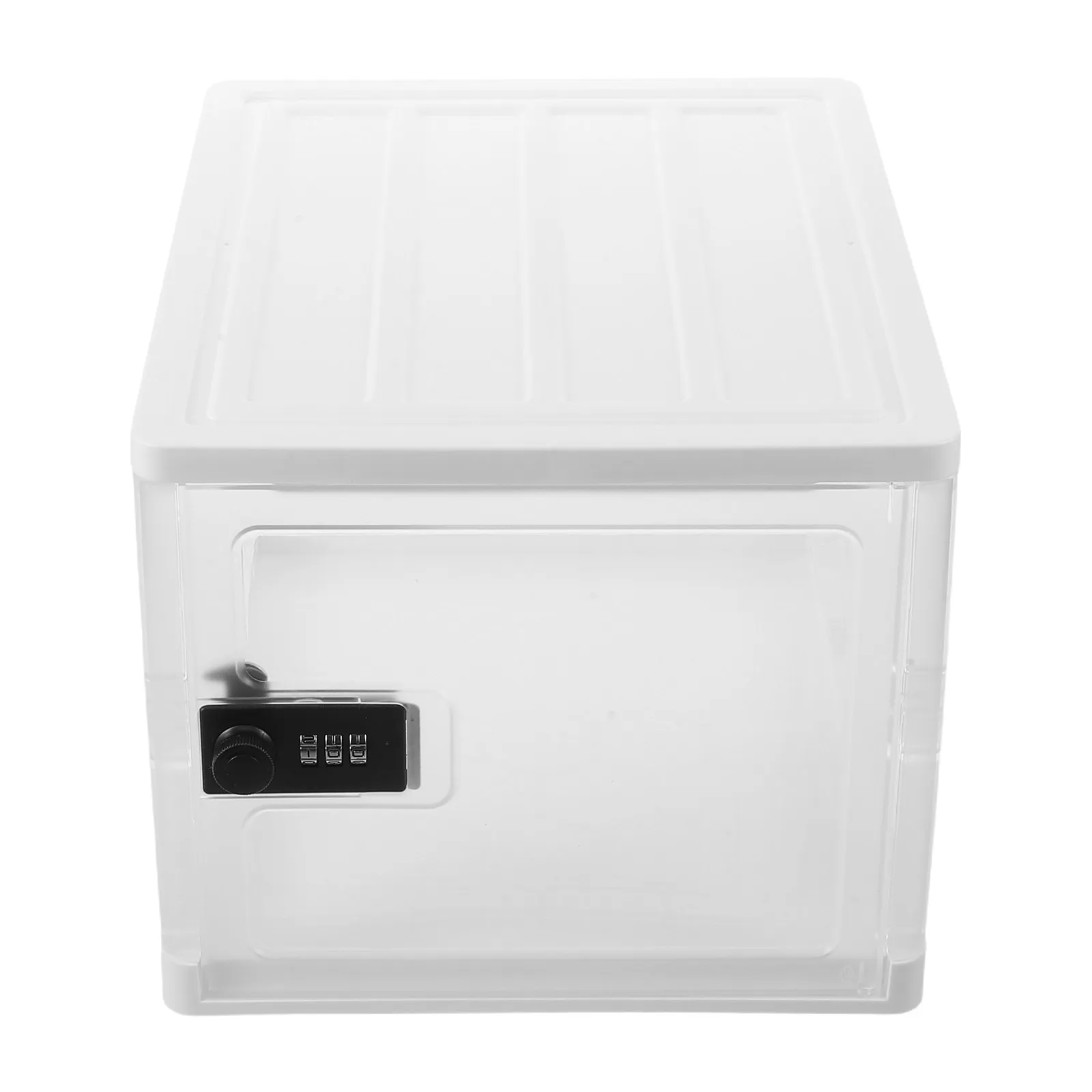 Lockable Storage Box Plastic Transparent Combination Lock Fridge Food Medicine Organizer Stackable Organizing Container