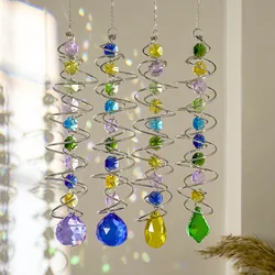 Suncatcher Wind Spinner Gazing Ball Spiral Tail Crystal Sun Catchers Window Hanging for Indoor Home Outdoor Garden Decor