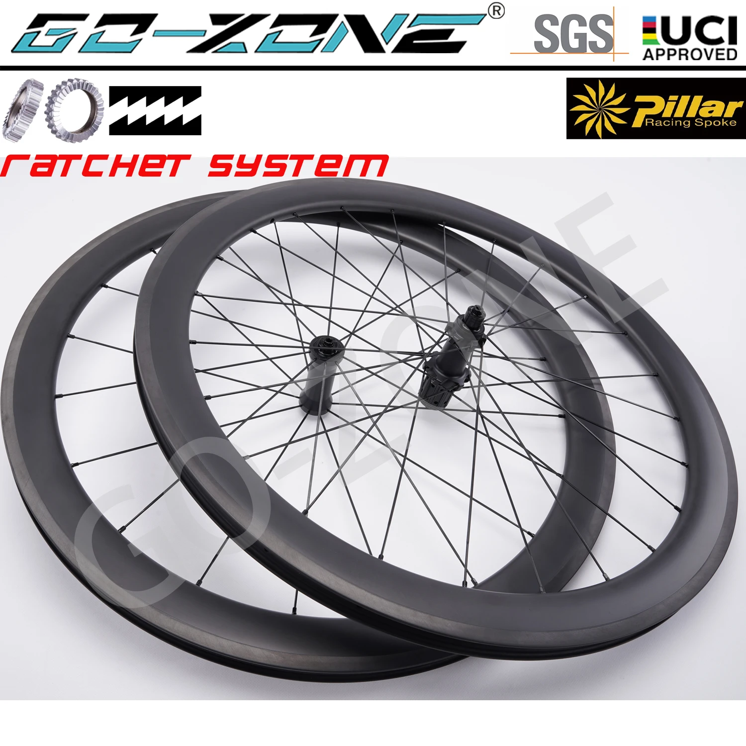 

Straight Pull UCI Quality 700c Ratchet Road Carbon Wheels Rim Brake Gozone R275 Pillar 1423 Normal / Ceramic Bearings Wheelset