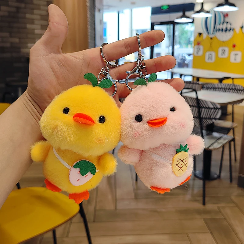 Fashion Plush Keychain Cute Duck Pendant Doll Soft Stuffed Animal Keyring Bag Hanging Charms Decoration Car Key Accessories