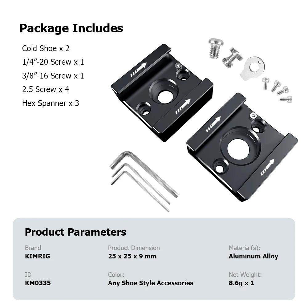 Адаптер для крепления на холодный башмак KIMRIG с винтами 1/4 3/8 винтами для крепления светодиодного освещения, ручка монитора, микрофон, набор установки для камеры «сделай сам»