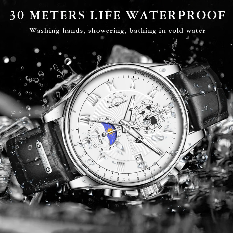 

Men Watch LIGE Luxury Business Leather Watch For Men Casual Sports Quartz Man Wristwatch Fashion Waterproof Luminous Chronograph