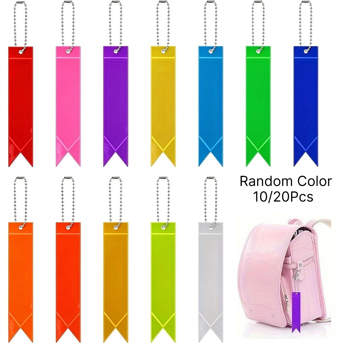 Safety Reflector Pendants - Reflective Safety Keychain Gear with Chain Use for Backpack & Running & Cycling